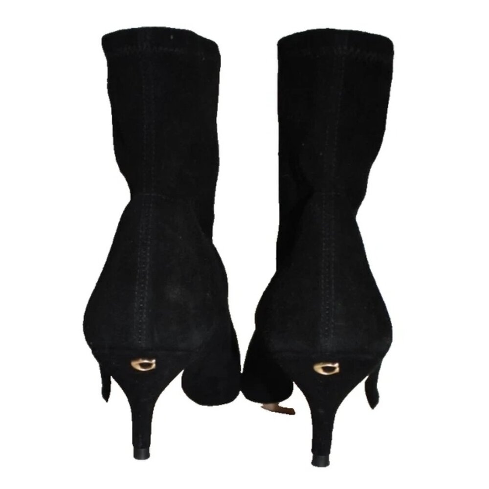 $350 Coach Restored Jade Bootie SUEDE BLACK POINTY GOLD "C" HEEL SOCK 9.5 (MG12) - Picture 5 of 7
